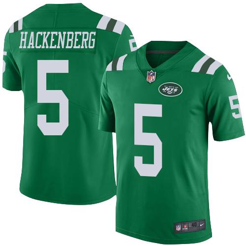 Nike Jets #5 Christian Hackenberg Green Men's Stitched NFL Elite Rush Jersey - Click Image to Close